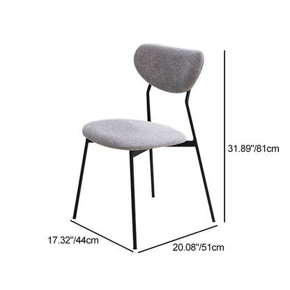 Contemporary Scandinavian Linen Iron Semi-Round Dining Chair With Backrest For Living Room & Dining Room
