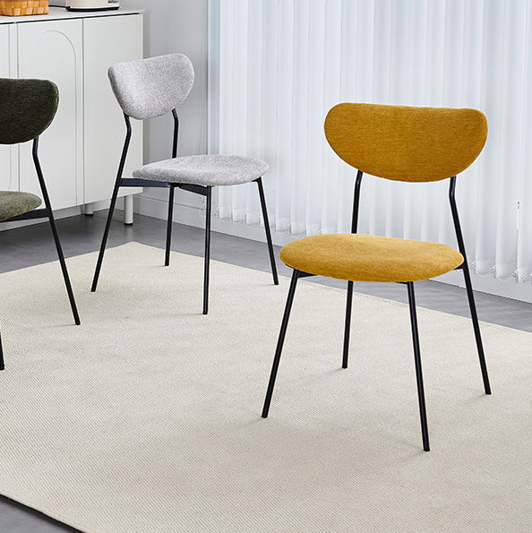 Contemporary Scandinavian Linen Iron Semi-Round Dining Chair With Backrest For Living Room & Dining Room