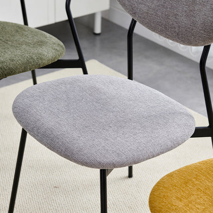 Contemporary Scandinavian Linen Iron Semi-Round Dining Chair With Backrest For Living Room & Dining Room