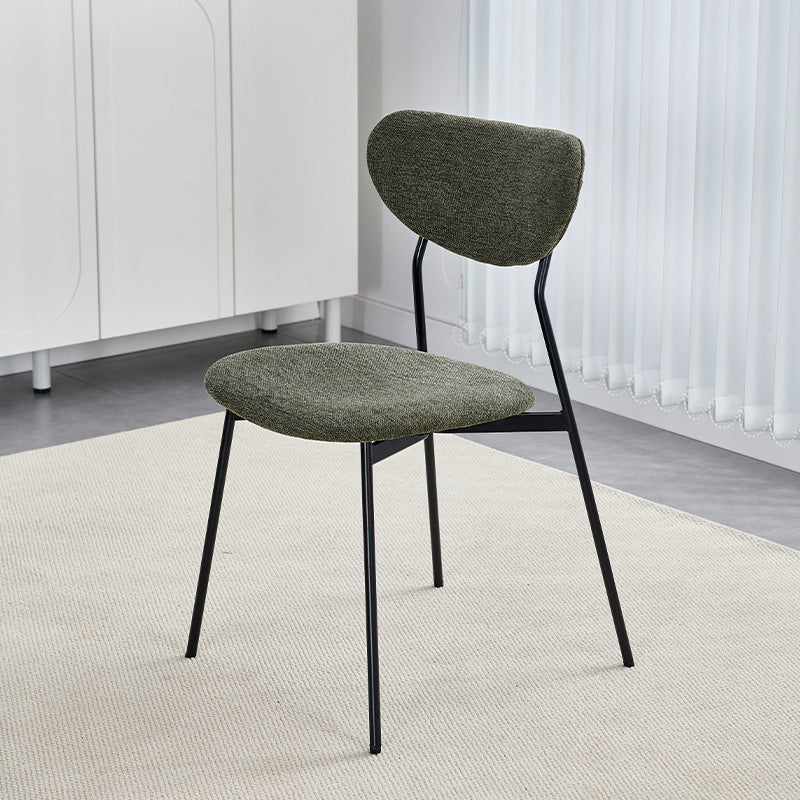 Contemporary Scandinavian Linen Iron Semi-Round Dining Chair With Backrest For Living Room & Dining Room