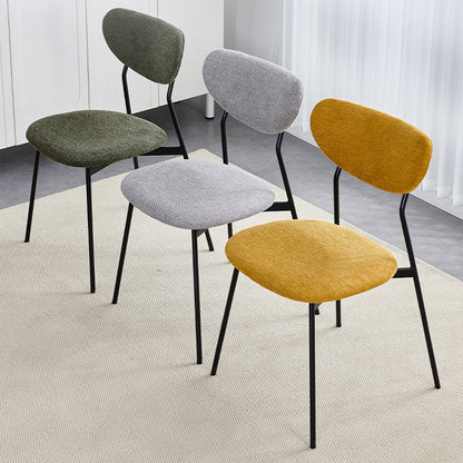 Contemporary Scandinavian Linen Iron Semi-Round Dining Chair With Backrest For Living Room & Dining Room