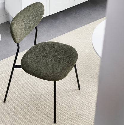 Contemporary Scandinavian Linen Iron Semi-Round Dining Chair With Backrest For Living Room & Dining Room