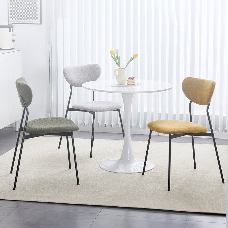 Contemporary Scandinavian Linen Iron Semi-Round Dining Chair With Backrest For Living Room & Dining Room