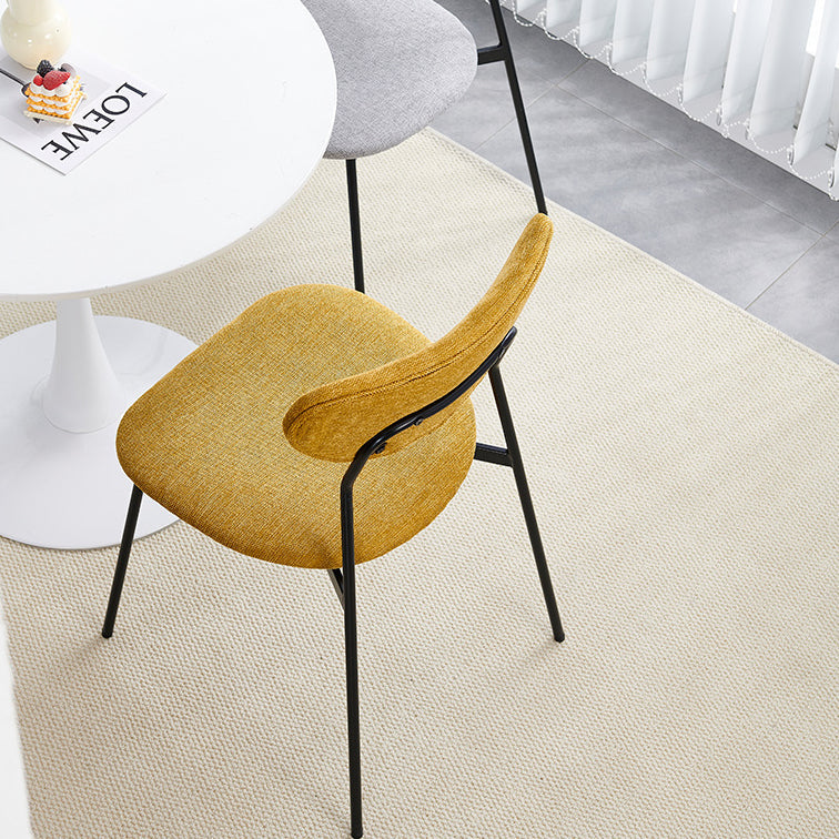 Contemporary Scandinavian Linen Iron Semi-Round Dining Chair With Backrest For Living Room & Dining Room