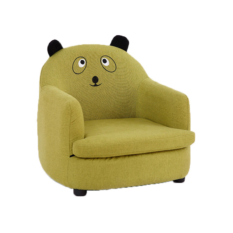 Modern Art Deco Oil-Waxed Leather Solid Wood Animal-Shaped Kids Accent Chair With Backrest & Armrests For Bedroom & Living Room