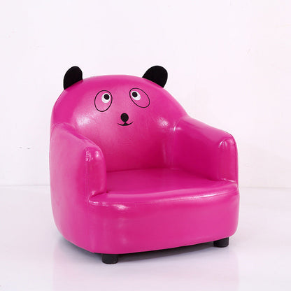 Modern Art Deco Oil-Waxed Leather Solid Wood Animal-Shaped Kids Accent Chair With Backrest & Armrests For Bedroom & Living Room