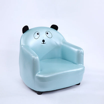 Modern Art Deco Oil-Waxed Leather Solid Wood Animal-Shaped Kids Accent Chair With Backrest & Armrests For Bedroom & Living Room