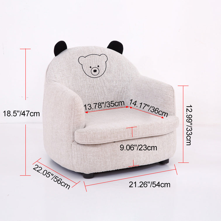 Modern Art Deco Oil-Waxed Leather Solid Wood Animal-Shaped Kids Accent Chair With Backrest & Armrests For Bedroom & Living Room