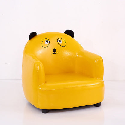 Modern Art Deco Oil-Waxed Leather Solid Wood Animal-Shaped Kids Accent Chair With Backrest & Armrests For Bedroom & Living Room