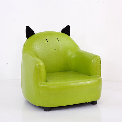 Modern Art Deco Oil-Waxed Leather Solid Wood Animal-Shaped Kids Accent Chair With Backrest & Armrests For Bedroom & Living Room