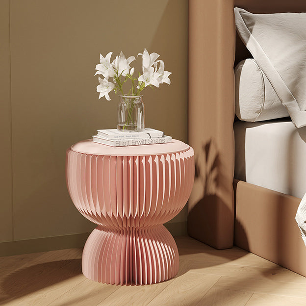 Contemporary Creative PU Leather Kraft Paper Round Cylinder Foldable Low Stool For Bedroom & Living Room