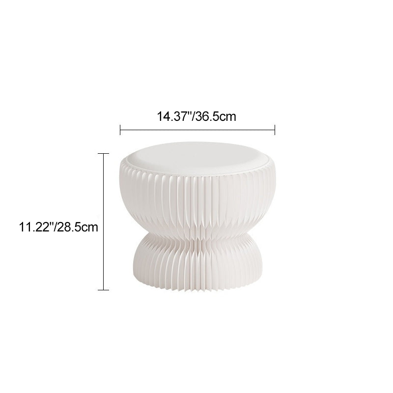 Contemporary Creative PU Leather Kraft Paper Round Cylinder Foldable Low Stool For Bedroom & Living Room
