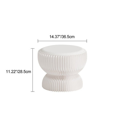 Contemporary Creative PU Leather Kraft Paper Round Cylinder Foldable Low Stool For Bedroom & Living Room