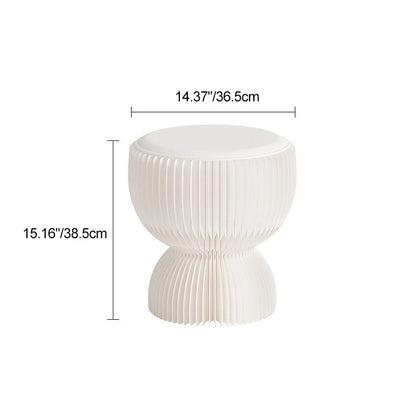 Contemporary Creative PU Leather Kraft Paper Round Cylinder Foldable Low Stool For Bedroom & Living Room