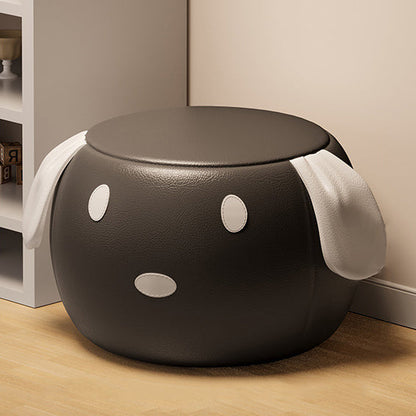 Modern Art Deco PU Leather Solid Wood Cartoon Animal Round Low Stool For Bedroom & Living Room