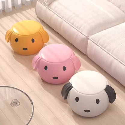 Modern Art Deco PU Leather Solid Wood Cartoon Animal Round Low Stool For Bedroom & Living Room