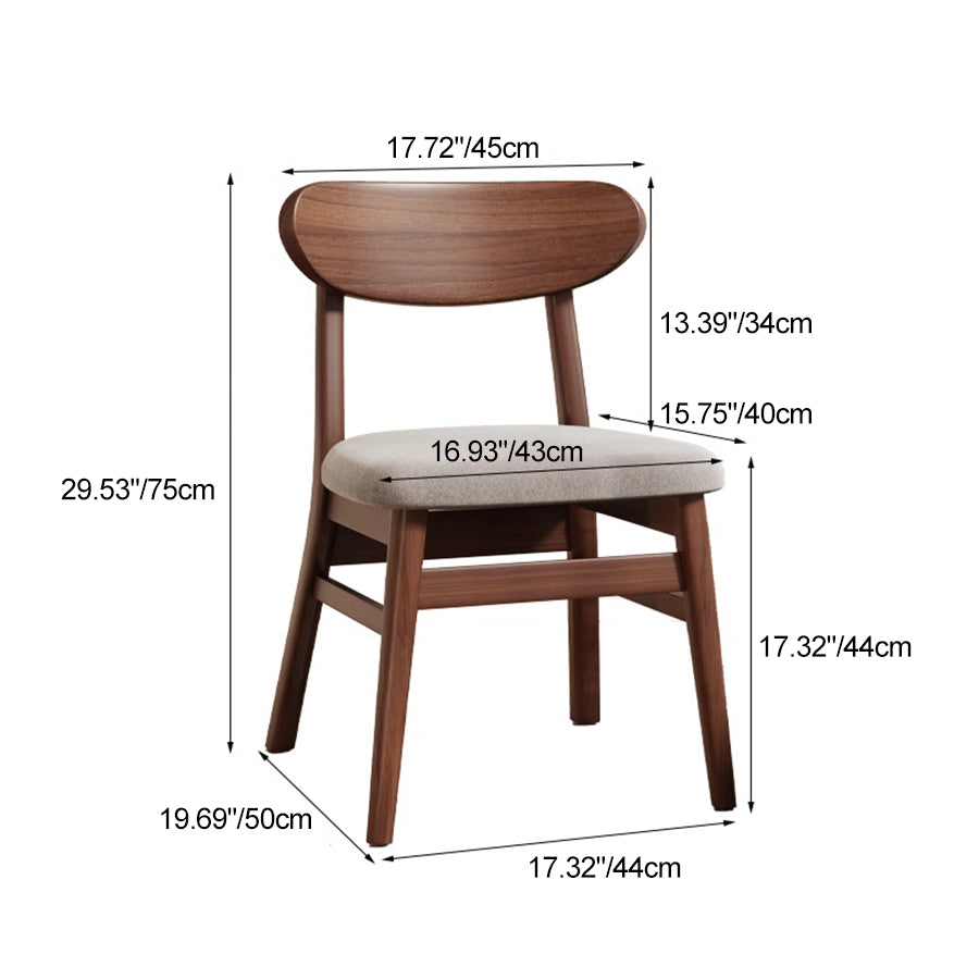 Modern Minimalist Cotton Linen Faux Leather Solid Wood Curved Dining Chair With Backrest For Dining Room