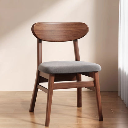 Modern Minimalist Cotton Linen Faux Leather Solid Wood Curved Dining Chair With Backrest For Dining Room