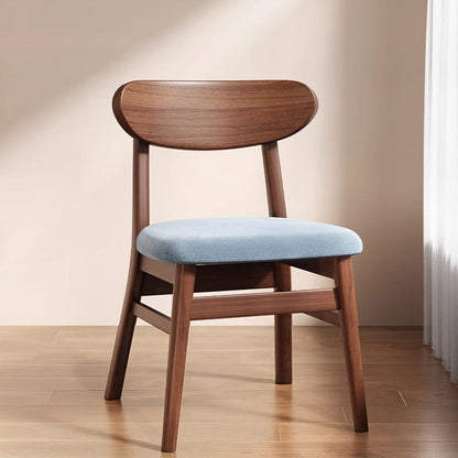 Modern Minimalist Cotton Linen Faux Leather Solid Wood Curved Dining Chair With Backrest For Dining Room