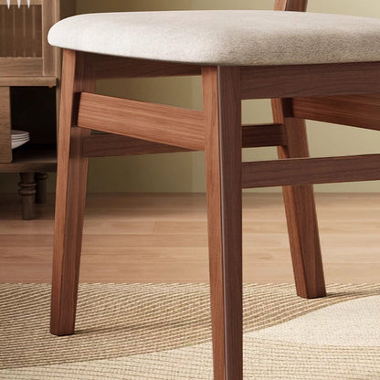 Modern Minimalist Cotton Linen Faux Leather Solid Wood Curved Dining Chair With Backrest For Dining Room