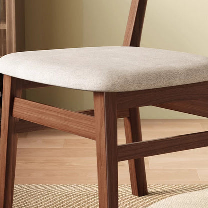 Modern Minimalist Cotton Linen Faux Leather Solid Wood Curved Dining Chair With Backrest For Dining Room