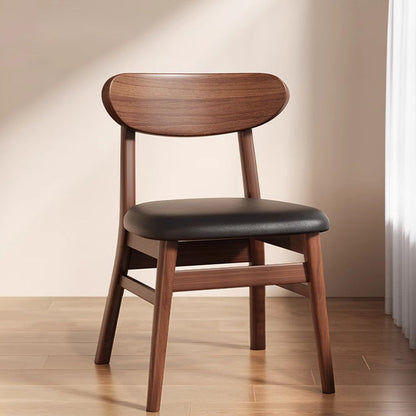 Modern Minimalist Cotton Linen Faux Leather Solid Wood Curved Dining Chair With Backrest For Dining Room