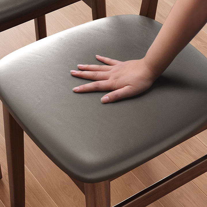 Modern Minimalist Cotton Linen Faux Leather Solid Wood Curved Dining Chair With Backrest For Dining Room