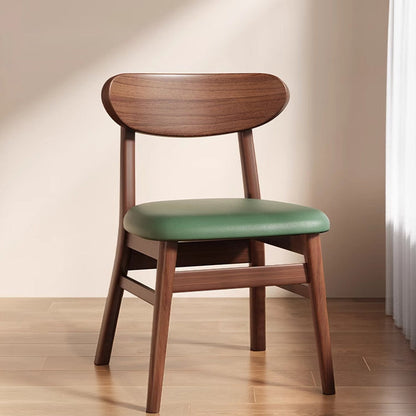 Modern Minimalist Cotton Linen Faux Leather Solid Wood Curved Dining Chair With Backrest For Dining Room