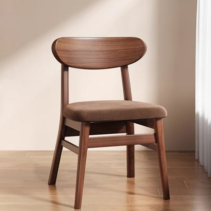 Modern Minimalist Cotton Linen Faux Leather Solid Wood Curved Dining Chair With Backrest For Dining Room