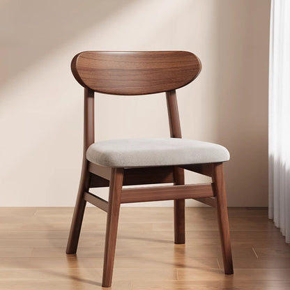 Modern Minimalist Cotton Linen Faux Leather Solid Wood Curved Dining Chair With Backrest For Dining Room
