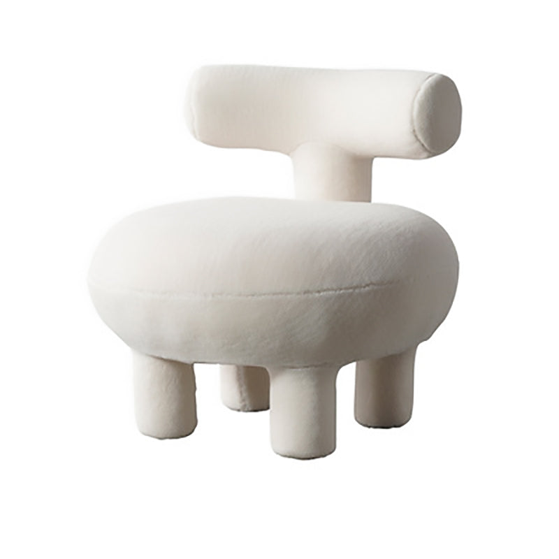 Contemporary Creative Lambswool Solid Wood Curved Round Kids Accent Chair With Backrest For Living Room