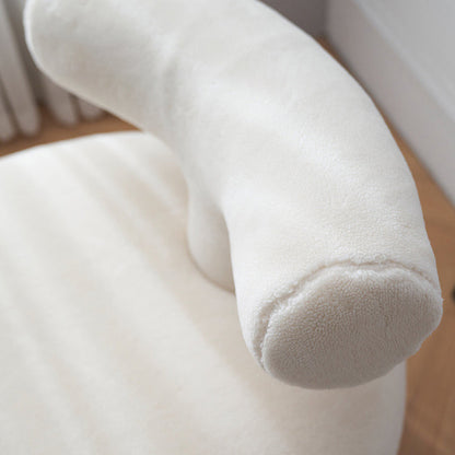 Contemporary Creative Lambswool Solid Wood Curved Round Kids Accent Chair With Backrest For Living Room