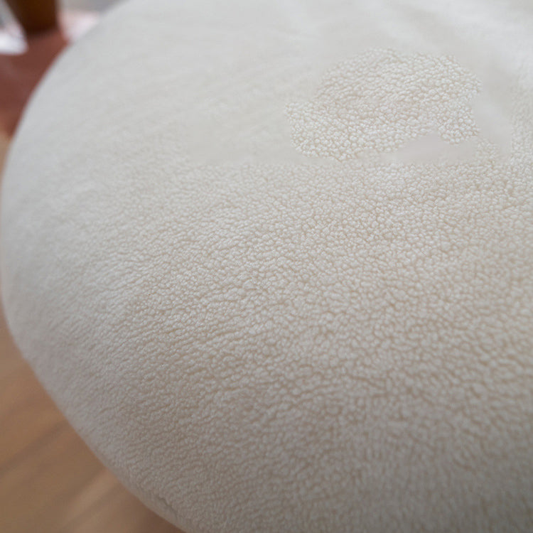 Contemporary Creative Lambswool Solid Wood Curved Round Kids Accent Chair With Backrest For Living Room