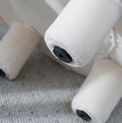 Contemporary Creative Lambswool Solid Wood Curved Round Kids Accent Chair With Backrest For Living Room