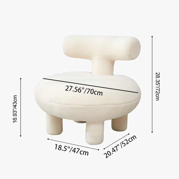 Contemporary Creative Lambswool Solid Wood Curved Round Kids Accent Chair With Backrest For Living Room