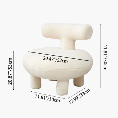Contemporary Creative Lambswool Solid Wood Curved Round Kids Accent Chair With Backrest For Living Room