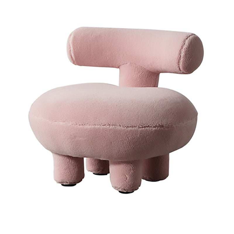 Contemporary Creative Lambswool Solid Wood Curved Round Kids Accent Chair With Backrest For Living Room