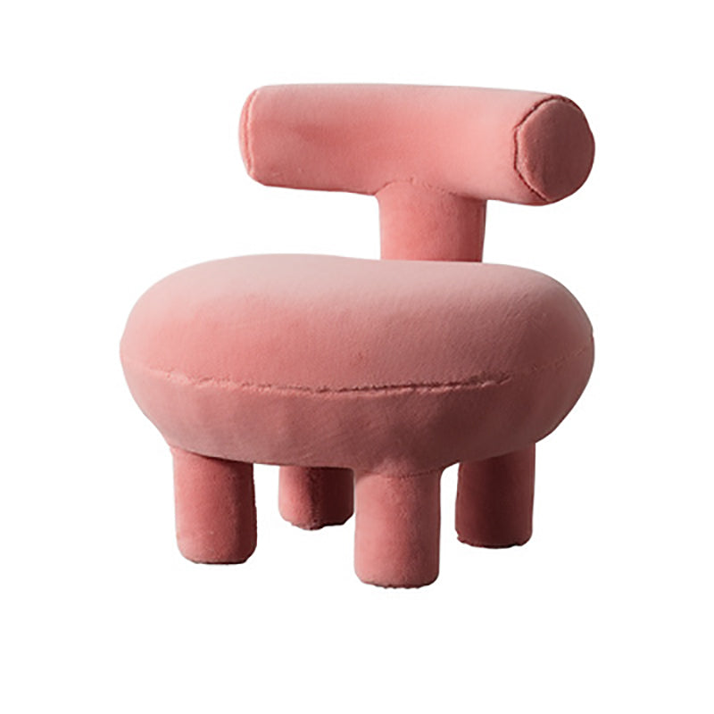Contemporary Creative Lambswool Solid Wood Curved Round Kids Accent Chair With Backrest For Living Room