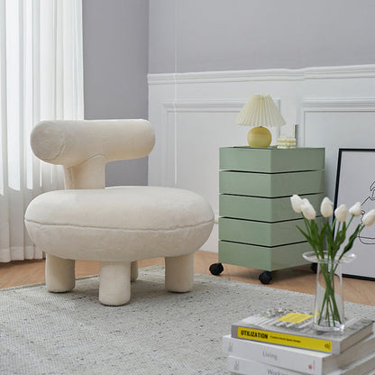Contemporary Creative Lambswool Solid Wood Curved Round Kids Accent Chair With Backrest For Living Room