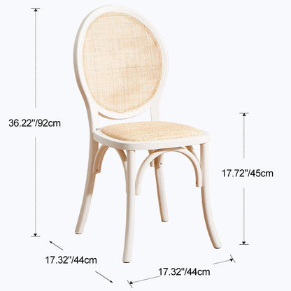 Contemporary Scandinavian Rattan Solid Wood Oval Square Dining Chair With Backrest For Dining Room