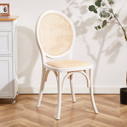 Contemporary Scandinavian Rattan Solid Wood Oval Square Dining Chair With Backrest For Dining Room