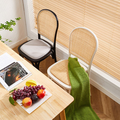 Contemporary Scandinavian Rattan Solid Wood Oval Square Dining Chair With Backrest For Dining Room