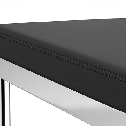 Contemporary Scandinavian PU Leather Metal Solid Wood Rounded Rectangular Dining Chair With Backrest For Dining Room