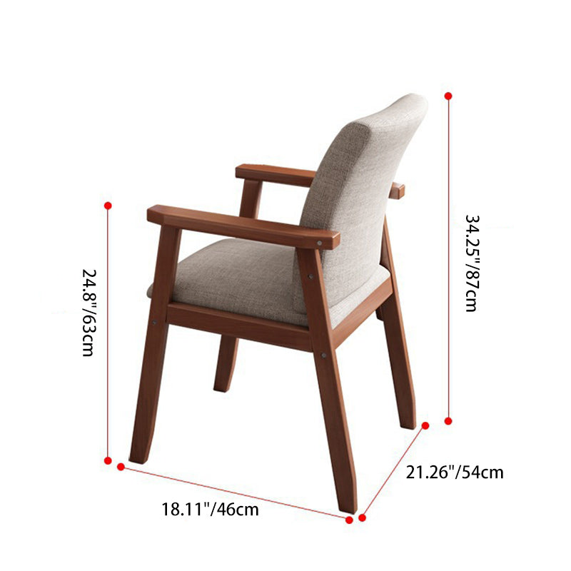 Modern Minimalist Solid Wood Fabric Rectangular Dining Chair With Backrest Armrests For Dining Room