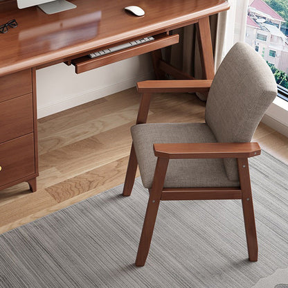 Modern Minimalist Solid Wood Fabric Rectangular Dining Chair With Backrest Armrests For Dining Room