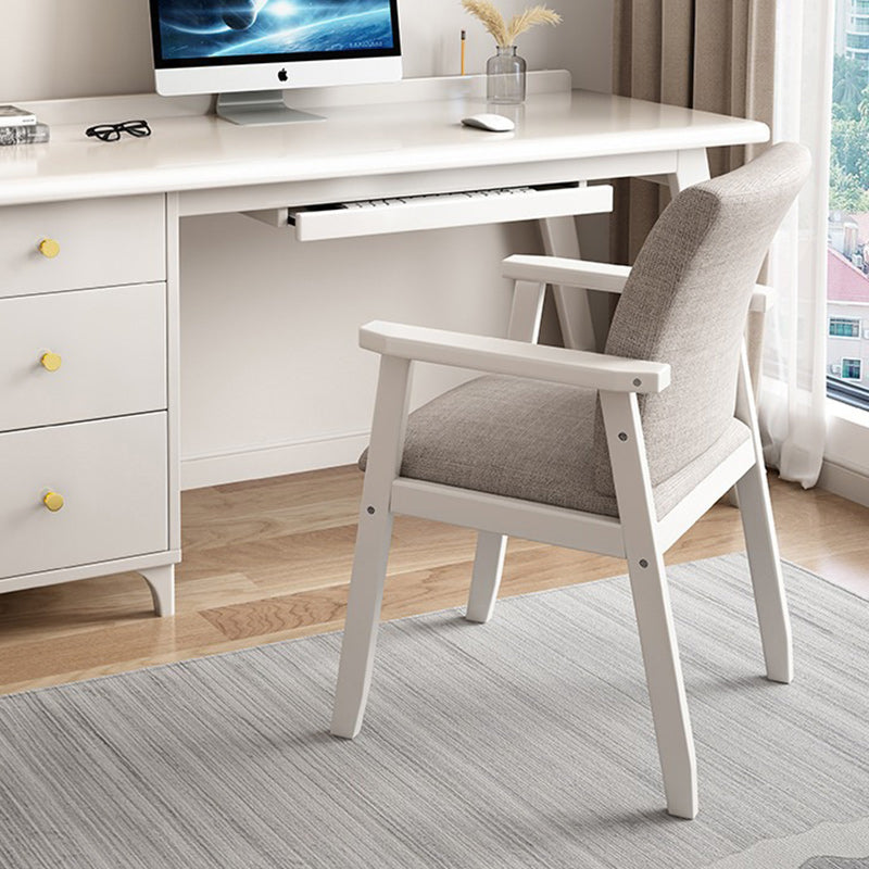 Modern Minimalist Solid Wood Fabric Rectangular Dining Chair With Backrest Armrests For Dining Room