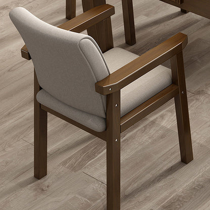 Modern Minimalist Solid Wood Fabric Rectangular Dining Chair With Backrest Armrests For Dining Room
