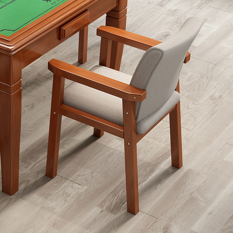 Modern Minimalist Solid Wood Fabric Rectangular Dining Chair With Backrest Armrests For Dining Room