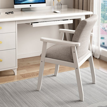 Modern Minimalist Solid Wood Fabric Rectangular Dining Chair With Backrest Armrests For Dining Room