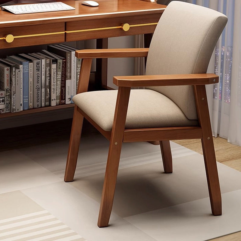 Modern Minimalist Solid Wood Fabric Rectangular Dining Chair With Backrest Armrests For Dining Room